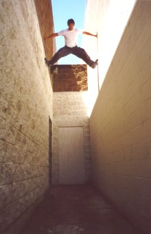 These walls were just close enough together for me to go up between them. Good fun, easy to slide down