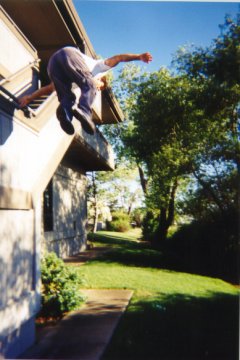 I pummeled over this railing because Ben told me to, and I didn't think before I did it. Luckily it was onto grass